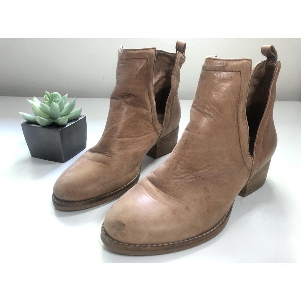 Jeffrey Campbell Leather Tan Slit Ankle Boots
